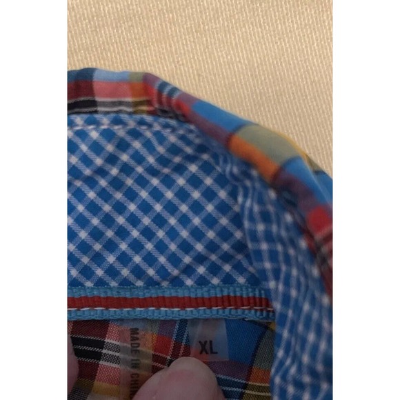 Bugatchi ShapedFit XL Men's Plaid Long Sleeve Snap Front Shirt TopStitch Western - Picture 14 of 14